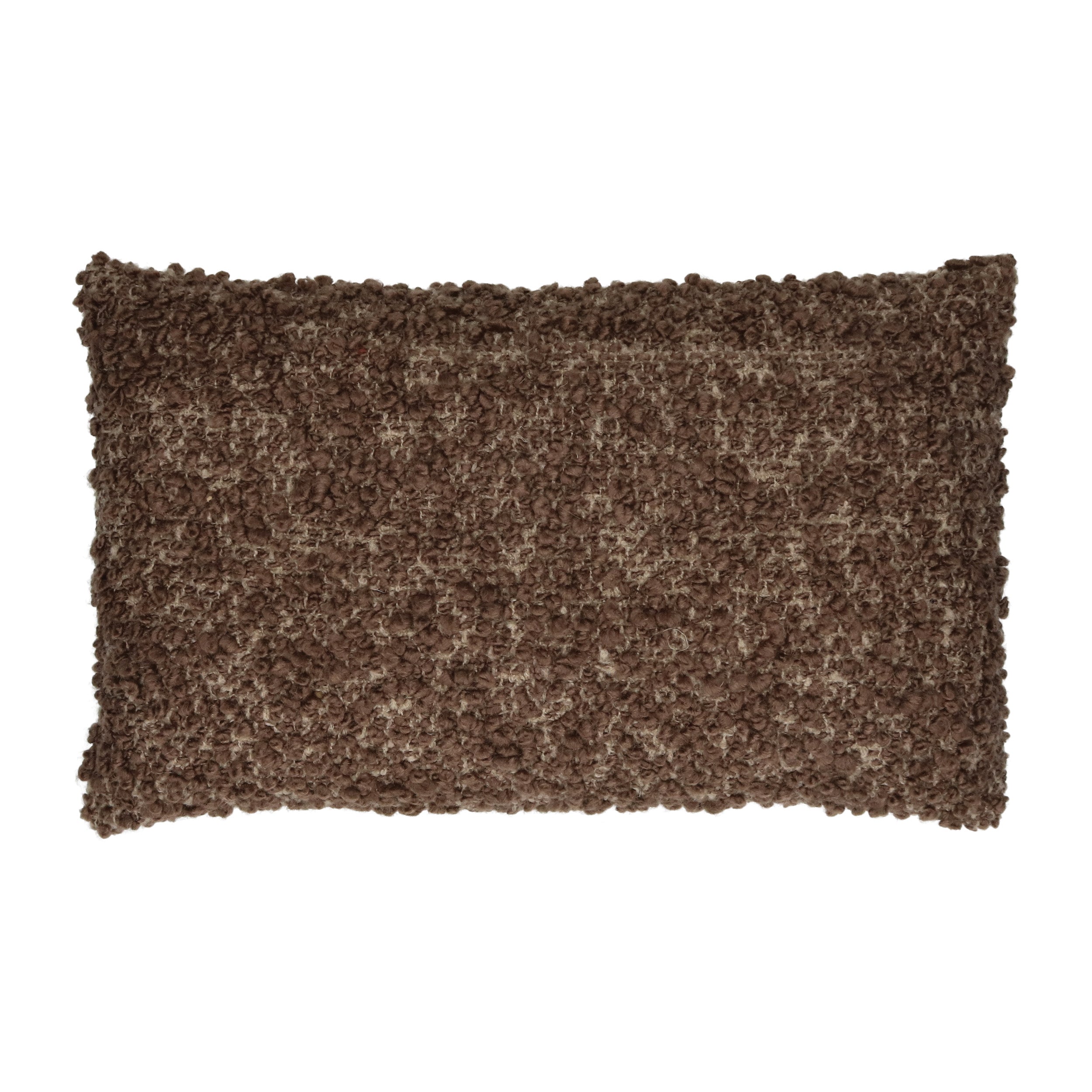 Coussin en laine bouclée brun