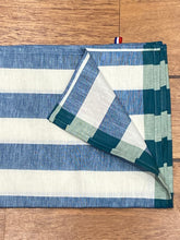 Charger l'image dans la galerie, Torchon métis lin/coton rayé bleu
