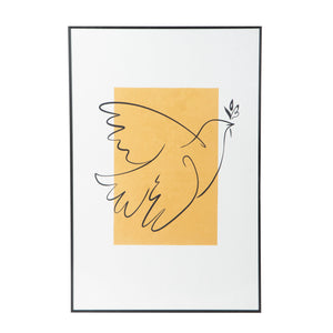 Tableau Oiseaux fond jaune 60x90